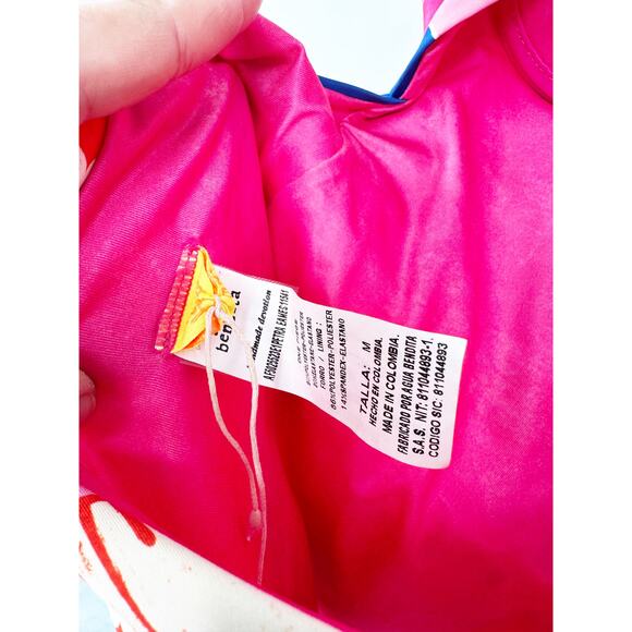 Agua Bendita Petra Pink Blue Print One-Piece Swimsuit Size Medium - Picture 3 of 7